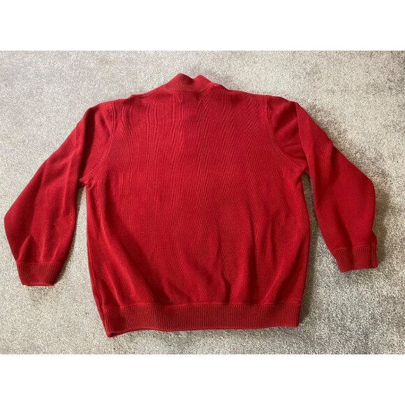 Eddie Bauer Mens Red Cotton Quarter-Zip Pullover Sweater XL - Picture 2 of 10